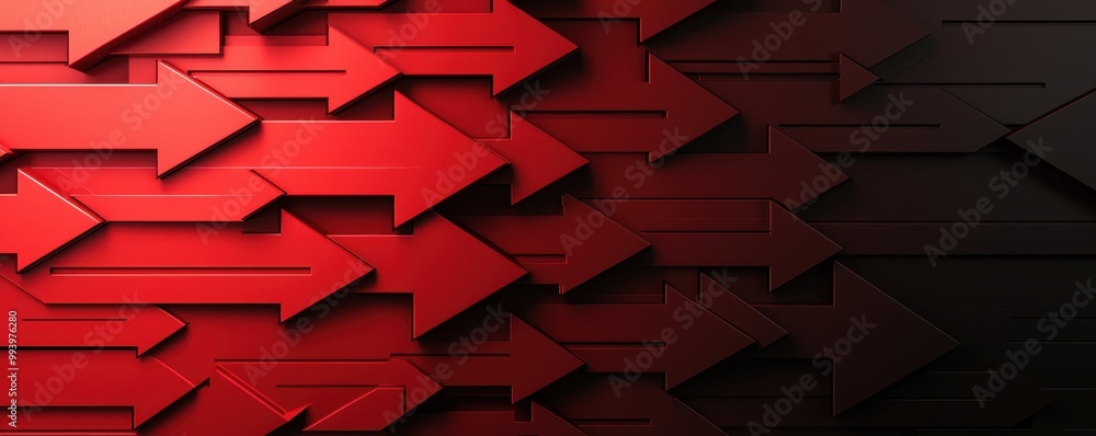 Poster dynamic red arrows on a dark background, symbolizing movement and direction.