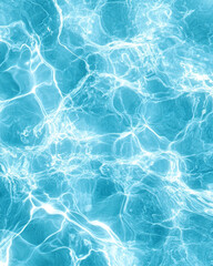 Obraz premium High-resolution top view of light blue swimming pool water with white light reflections