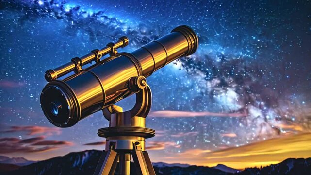 Telescope and stars in sky