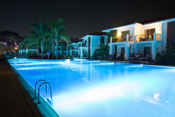 Swimming pool at night. Water pool at night