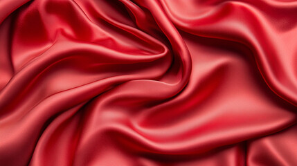 Obraz premium Elegant red satin fabric draped with smooth textures and flowing folds