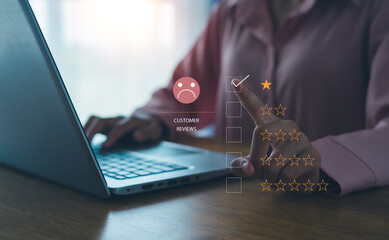 Customer Experience dissatisfied Concept,  bad service dislike bad quality, low rating, social...