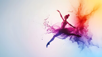 A graceful ballet dancer in colorful water 