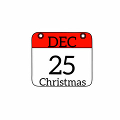 Vector illustration of calendar for December 25th Christmas celebration