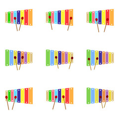 Set of gambang musical instruments. Vector illustration