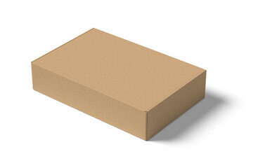 empty Brown Paper mailing box Cardboard box isolated on white background 