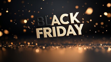 Black Friday Sale. Dark background golden text lettering