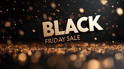 Black Friday Sale. Dark background golden text lettering