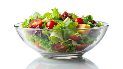 Fresh salad bowl filled with vibrant greens, cherry tomatoes, and colorful vegetables, perfect for healthy meal or side dish