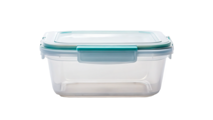 clear food storage container with teal lid, perfect for organizing and preserving food. Its sleek design makes it ideal for any kitchen setting