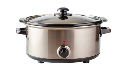 sleek slow cooker with stainless steel finish and glass lid, perfect for preparing delicious meals effortlessly. Its modern design adds elegance to any kitchen