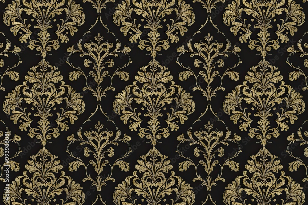 Poster luxurious damask seamless design with shimmering onyx patterns and timeless geometric repeat
