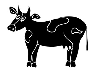 A friendly cow silhouette highlights the shape and form of this beloved animal, representing rural charm and agricultural life