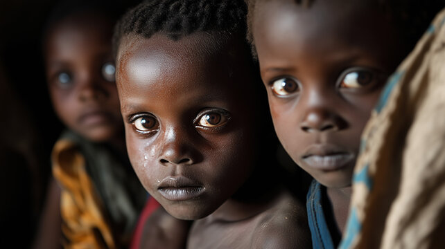 An African company working with impoverished children has some images of children playing and eating. Ai generated