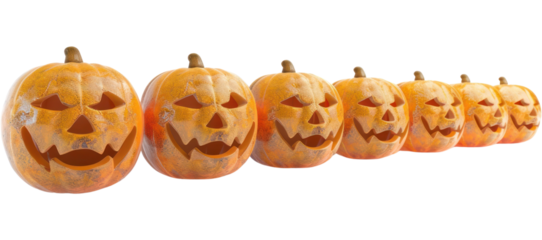 PNG Halloween pumpkins in a row
