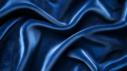 Obraz premium Elegant royal blue satin fabric waves for luxurious background design