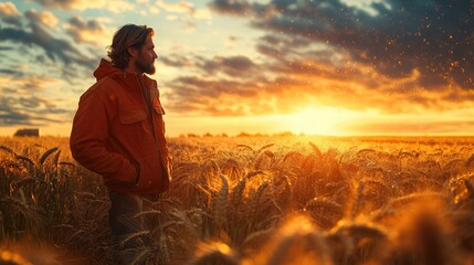 Farmer Harvesting Crops Under Open Sky - Ideal for Agriculture and Sustainability Themes