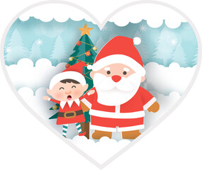 cristmas day in paper cut style .