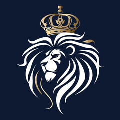 Fototapeta premium Lion and crown logo isolated background