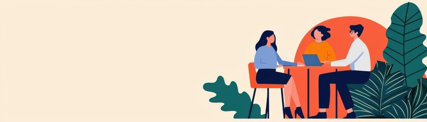 Students collaborating on a project, emphasizing personal and academic development, flat design illustration