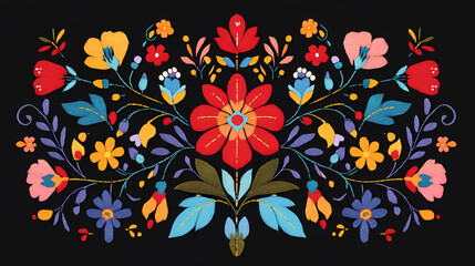 Slovak folk embroidery sticker design. Folk Art. Illustration