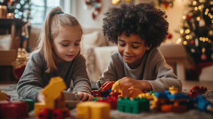 Fototapeta premium Make this holiday season magical for your little ones with special offers on toys, games, and children's gear from top brands. Ai generated