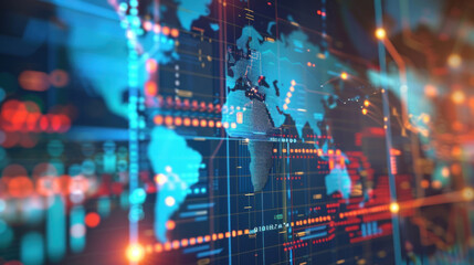 Obraz premium A business utilizing Big Data to drive growth in emerging markets, analyzing consumer trends and regional economic patterns.