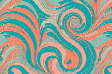 Charming Pastel Aqua and Salmon Swirl Pattern for Ocean Inspired Graphic Design