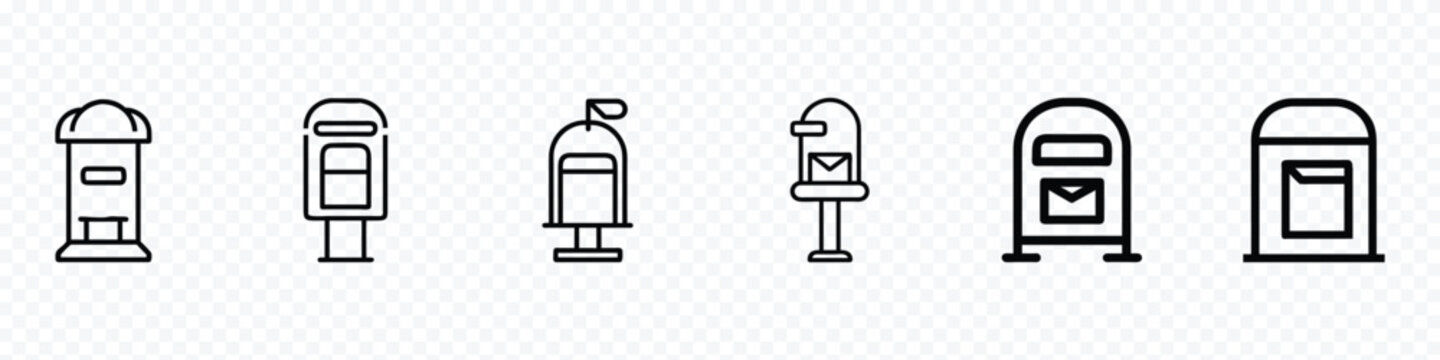 Mailbox icon flat style. Postal box icon, Mail box Icon, Mailbox icons isolated transparent background, Mail box icons, Postbox icons set, Post box