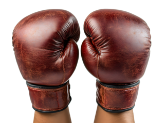 Pair of Vintage Red Boxing Gloves Isolated on a Transparent Background