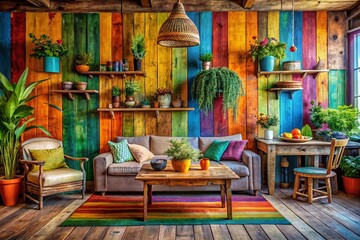 Obraz premium Creative Pallet Wall Ideas for Rustic Home Decor: Inspiring Designs for Unique Interior Spaces