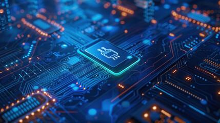 Fototapeta premium A company implementing hardware-based security solutions, ensuring data protection and mitigating cyber threats.