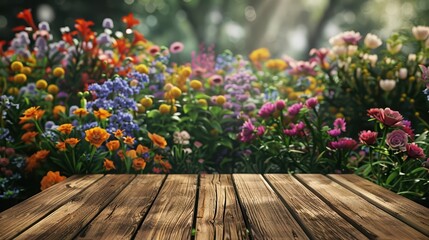 A vibrant garden scene filled with colorful flowers, creating a serene atmosphere perfect for nature-inspired designs.