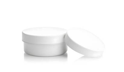 Minimalist White Cosmetic Jar with Lid on White Background design