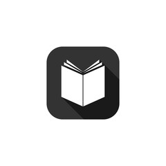 Book Circle Icon with Long Shadow isolated on transparent background