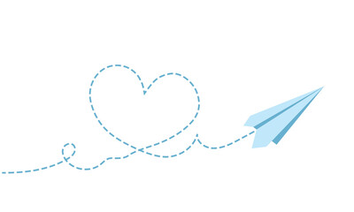 Paper plane with heart path