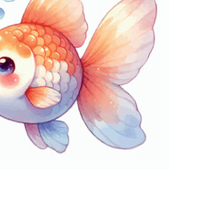 Cute Clownfish Watercolor Illustration on White Background