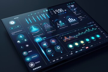 Obraz premium Smart Home Control Panel with Energy Efficient Settings for Lighting, Heating, and Security Interface