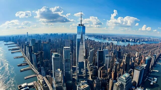 Manhattan. Vue a&eacute;rienne des constructions &agrave; New York City.