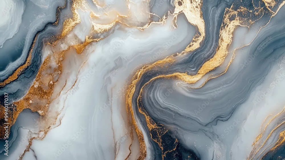 Poster luxurious marble texture swirling patterns of creamy white and rich gold veins creating an opulent a