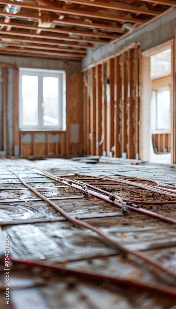 Poster step-by-step guide for installing underfloor heating in home renovation projects