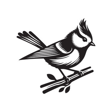 recommend clip art: Crested Tit Bird Silhouette Illustrations for Print and Digital Design