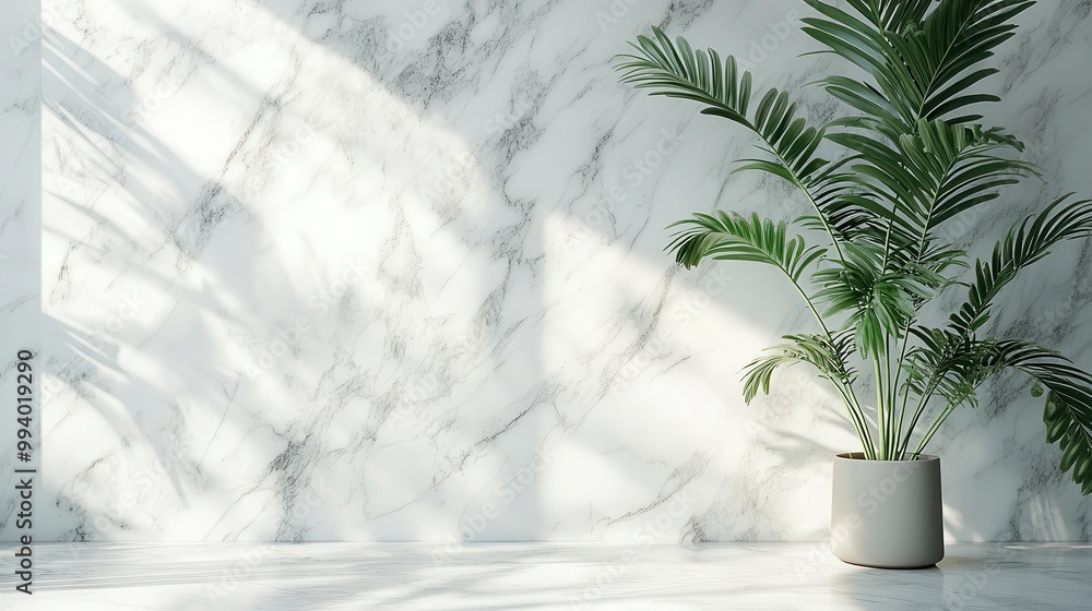 Poster luxurious white marble wall with subtle veining soft shadows creating depth and texture evoking eleg