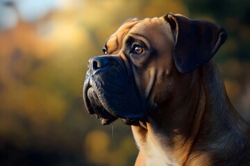 Fototapeta premium Bullmastiff, Dog Portrait Photography, Bullmastiff Close-up, Bullmastiff Pet Photo, High Quality Dog Image