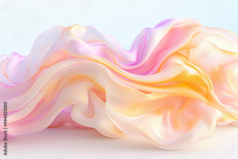 Poster this soft pastel fabric features gentle waves of pink and yellow hues, creating a calming backdrop i