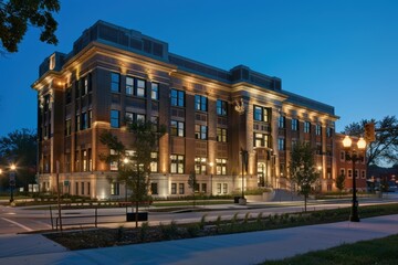Fototapeta premium Historic Building with Modern Energy Efficient Lighting and Smart Controls for Enhanced Aesthetics and Functionality