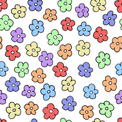 Hand drawn Rainbow Flower Pattern - Vector File