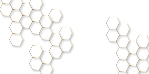 Abstract hexagon white background with shadow .white background Futuristic blue neon honeycombs. Modern technology design. Vector illustration.