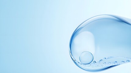 Water Droplet Suspended in a Blue Liquid Wave