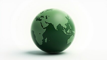 Green Earth Globe on White Background